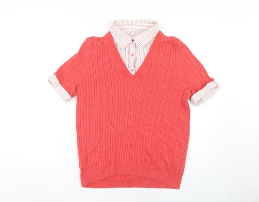 Womens UK Size 16 Maine Red Jersey Sweater