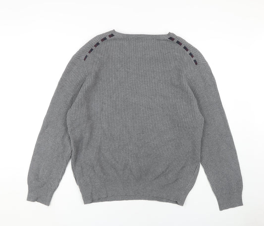 Linea Men's Grey XL Crew Neck Pullover Jumper Knit