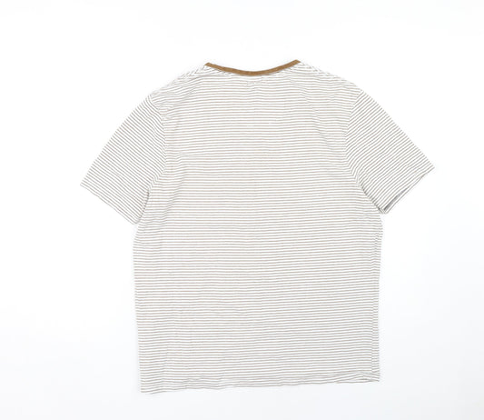 White Stuff Men's Brown Striped T-Shirt