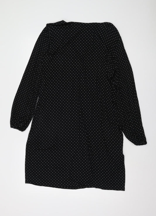 Wallis Women's Black Polka Dot Viscose Sheath Dress Size 12