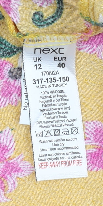 Womens UK Size 12 NEXT Yellow Basic Blouse