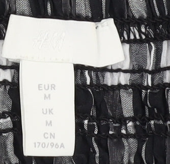 Womens UK Size M H&M Black Cropped Blouse