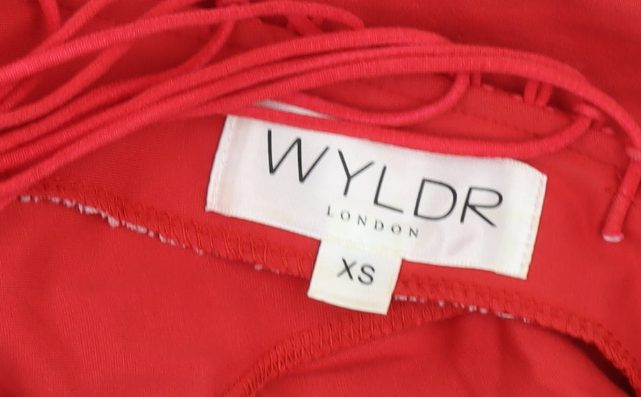 WYDLR Women's Red Long Sleeve Dress, XS