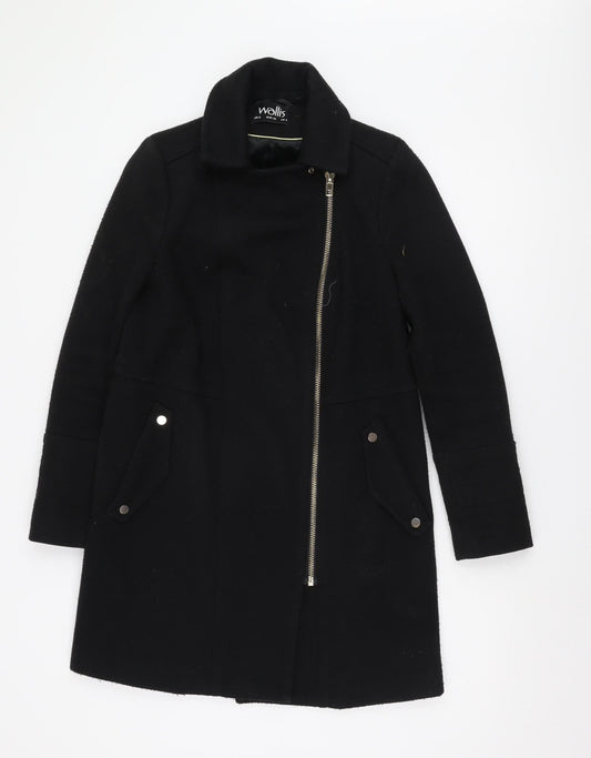 Womens UK Size 8 Wallis Black Overcoat