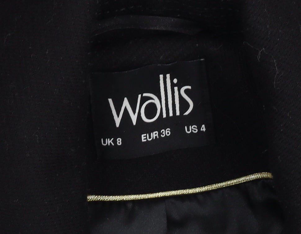 Womens UK Size 8 Wallis Black Overcoat