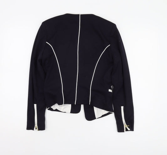 H&M Women's Black Suit Jacket Size 10 - Zipper, Regular Fit