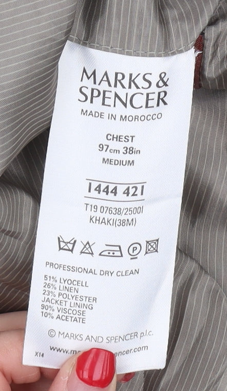 Mens UK Size 38 Marks and Spencer Regular Beige Suit Jacket