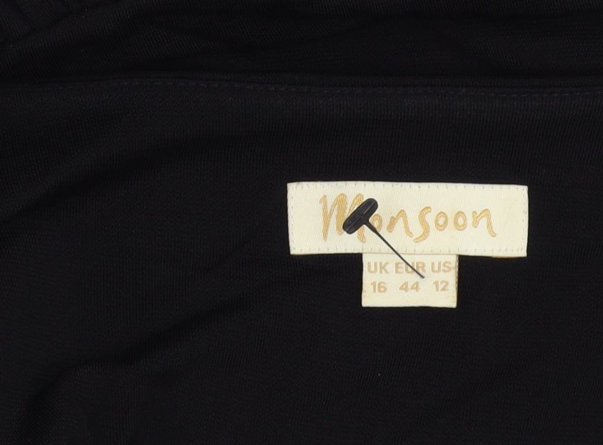 Monsoon Women's Black Sequin Sheath Dress UK 16