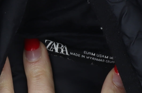 Womens UK Size M Zara Black Puffer Jacket