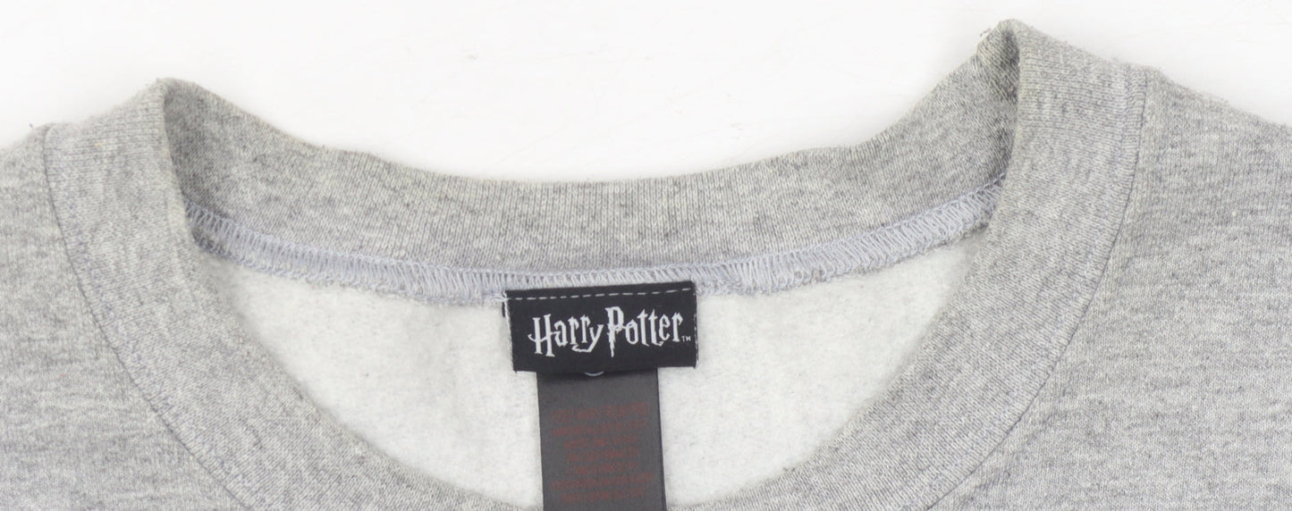 Unisex Adults UK Size L Harry Potter Grey Pullover Sweatshirt