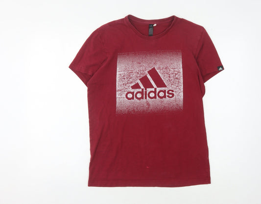 Additional front view of Adidas Men's Red Graphic Print T-Shirt, size S