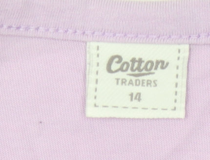 Cotton Traders Women's Purple Top Size 14 Button Accent