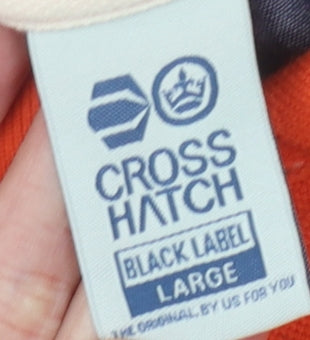 Crosshatch Men's Orange Polo Shirt L Graphic Print