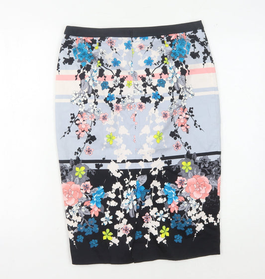 Oasis Women's Multicoloured Floral Pencil Skirt - Size 10