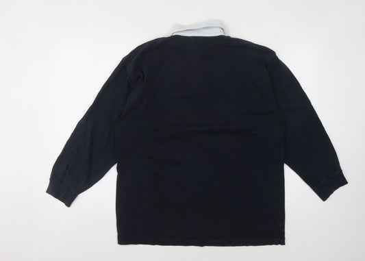 AIRAK Men's Black Rugby Polo M Long Sleeve Cotton