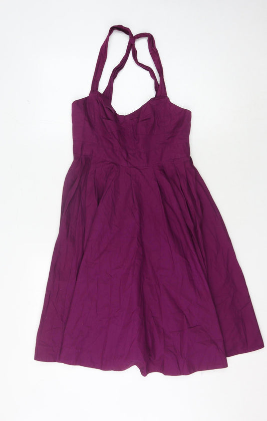 Additional front view of French Connection Women Purple Sleeveless Cocktail Dress