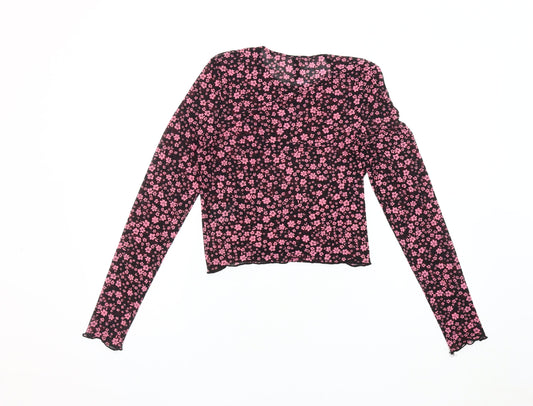 Womens UK Size M H&M Black Cropped Blouse