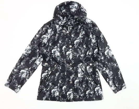 Womens UK Size 10 Finesse Black Rain Coat