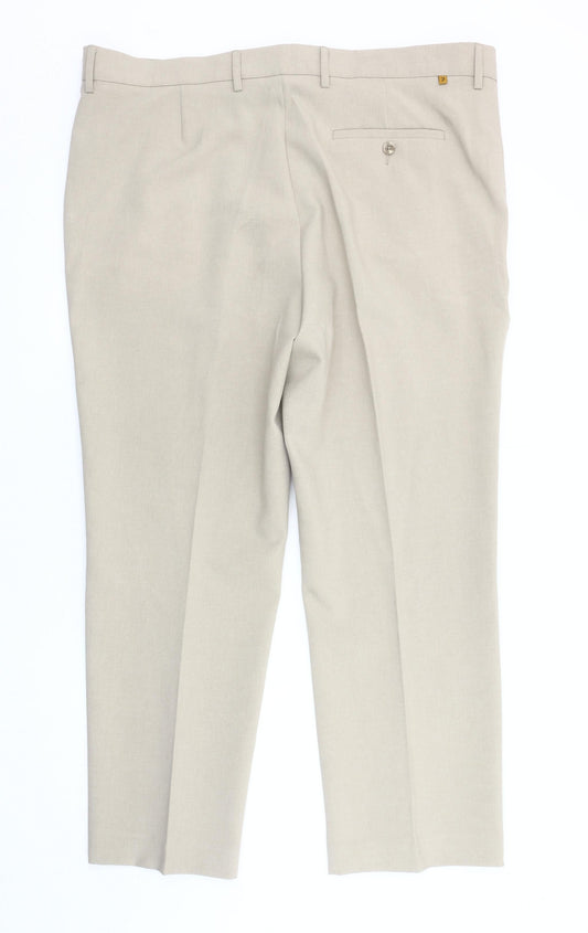 Farah Men's Beige Classic Trousers, Size 42