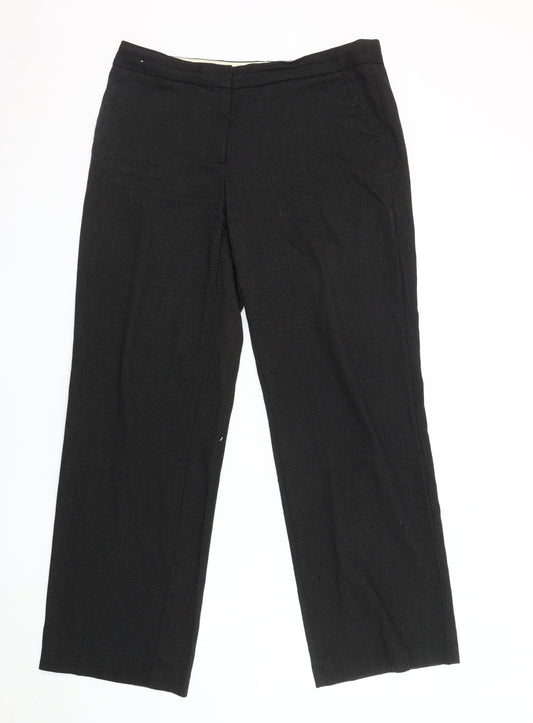 Additional front view of Next women’s black regular fit trousers, size UK 12