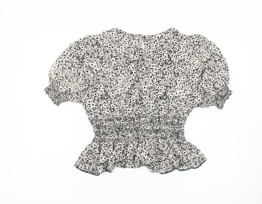 New Look Women's Floral Blouse Size 12, Puff Sleeve