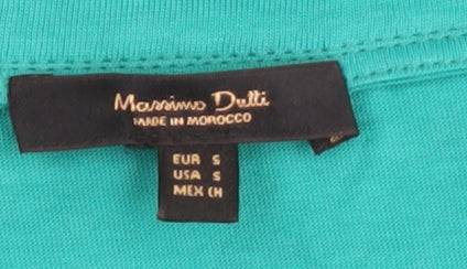 Womens UK Size S Massimo Dutti Green Basic T-Shirt