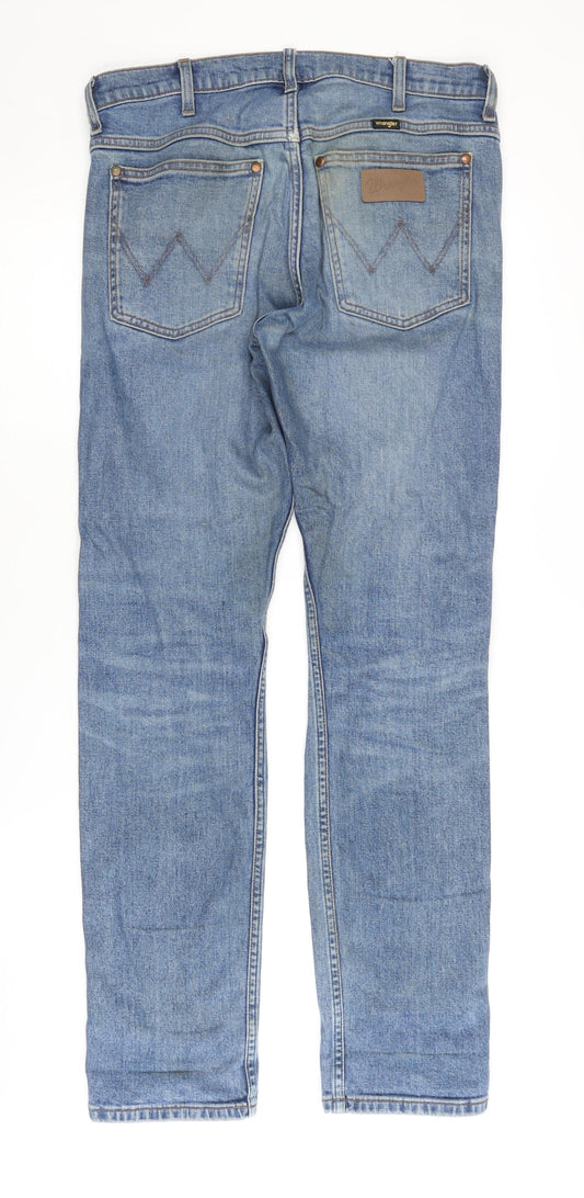 Wrangler Men's Blue Straight Jeans, Size 32, Classic Style