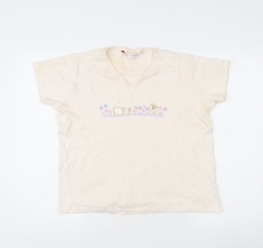 Womens UK Size L EWM Beige Basic T-Shirt