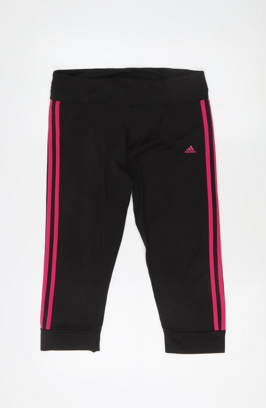 Additional front view of Adidas Women's Black Capri Trousers M Stretch
