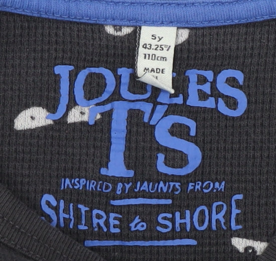 Joules Boys Black Graphic Long Sleeve T-Shirt 5 Years