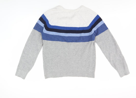 GAP Men's Grey Striped Pullover Jumper, Size M
