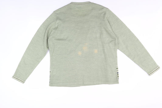 Honor Millburn Women's Green Cardigan Medium Striped Knit