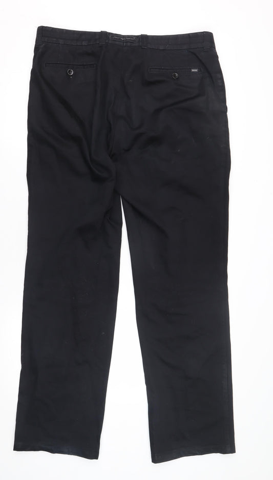 Brax Men's Black Trousers, 38R, Straight Leg