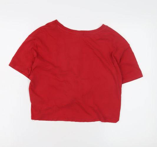 Womens UK Size 12 H&M Red Cropped T-Shirt
