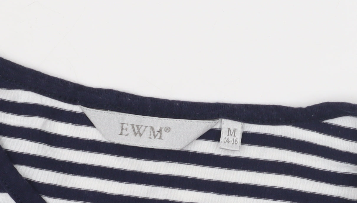 EWM Women's Multicoloured Striped T-Shirt, Size M, Casual
