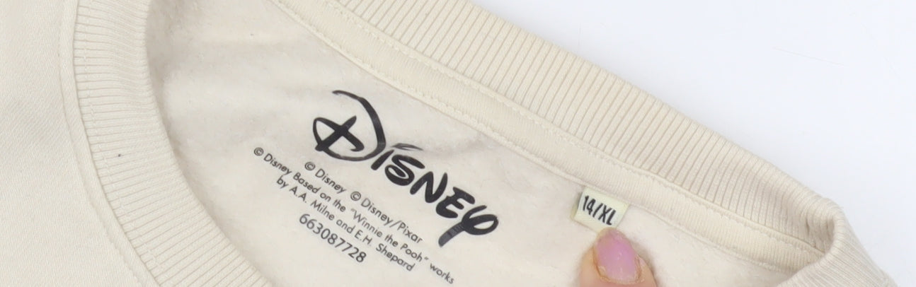 Unisex Adults UK Size XL Disney Beige Pullover Sweatshirt