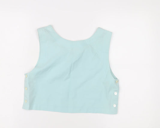 Womens UK Size 10 Laura Ashley Blue Cropped Blouse