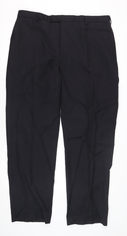 Mens UK Size L Austin Reed Regular Fit Formal Black Trousers