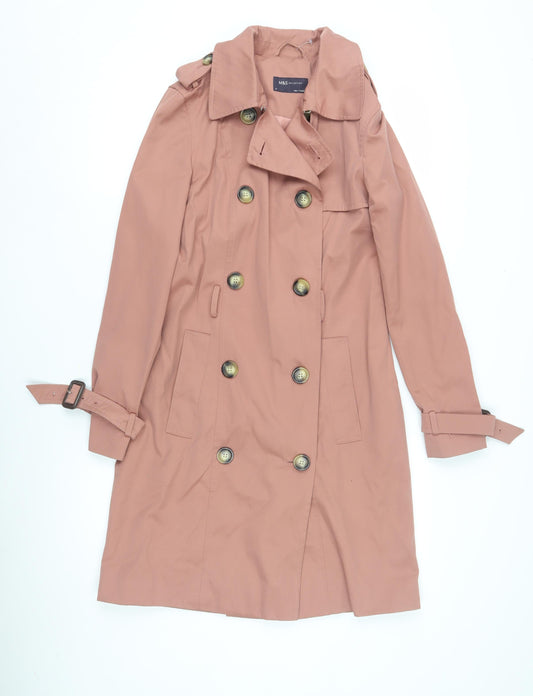 Womens UK Size 8 Marks and Spencer Pink Trench Coat