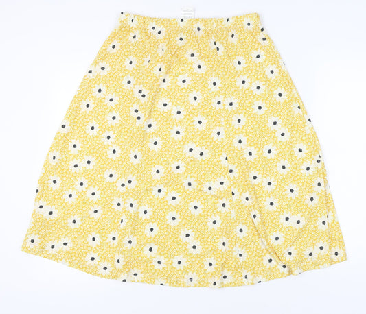 Damart Women's Yellow A-Line Floral Skirt Size 16