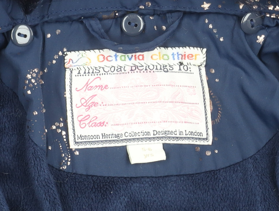 Octavia Clothier Girls Blue Celestial Puffer Jacket 5-6Y