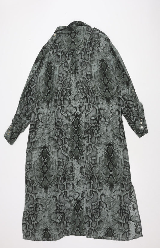 Oasis Women's Grey Animal Print Shirt Dress Size 14