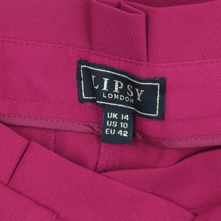 Lipsy Women's Red Belted Tapered Trousers Size 14