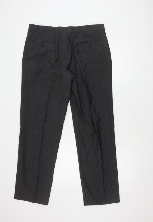 Marks and Spencer Men's Black Wool Trousers Size 36