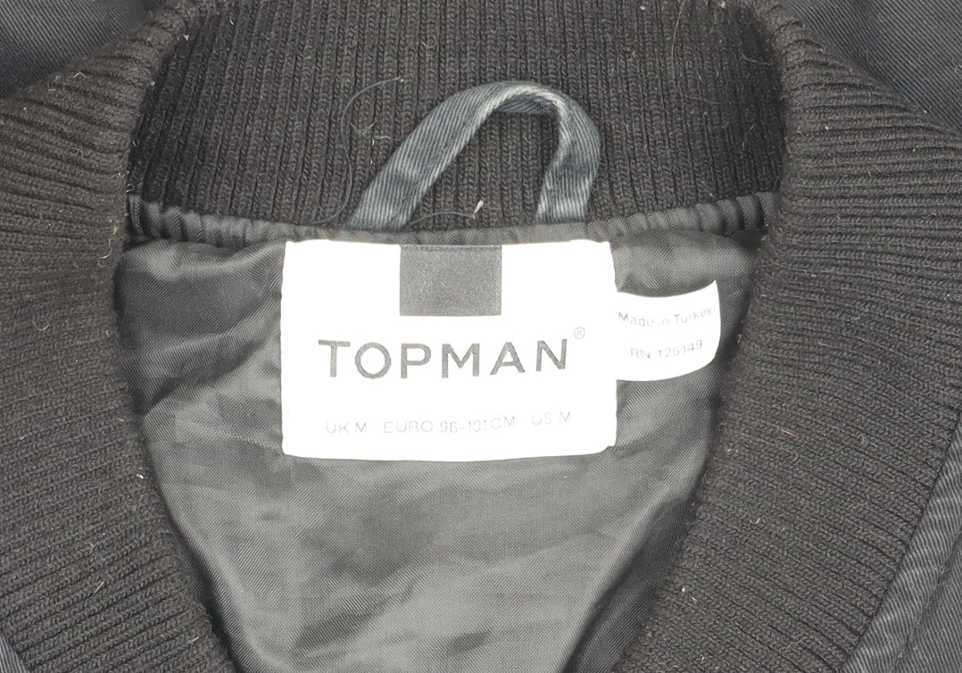 Mens UK Size M Topman Black Bomber Jacket