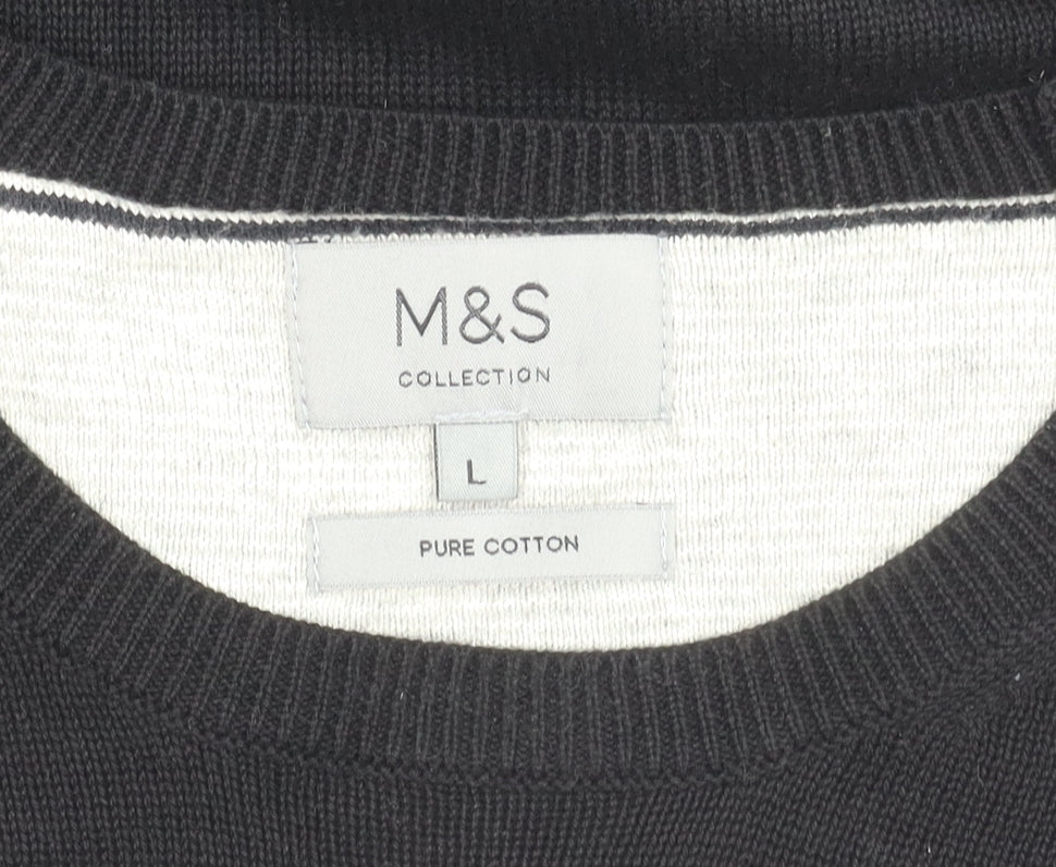 Marks and Spencer Men's Black Cotton Jumper L