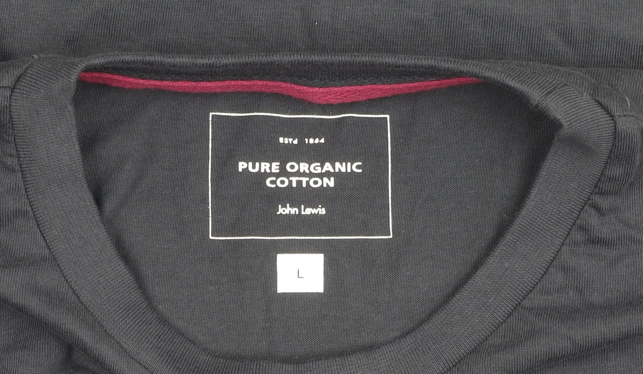 John Lewis Unisex Adults Black Organic Cotton T-Shirt L