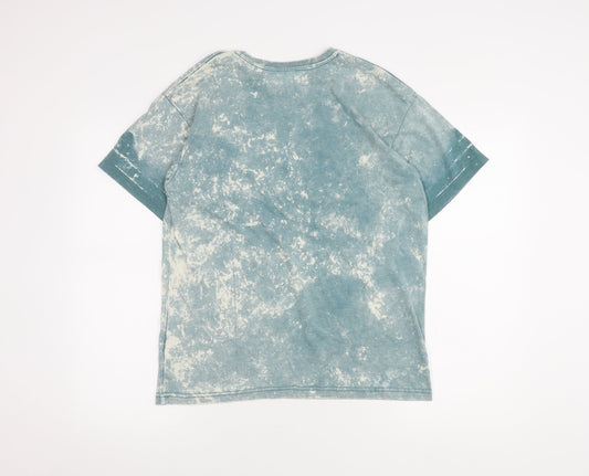 Topman Blue Graphic Print Crew Neck T-Shirt, Men's Small