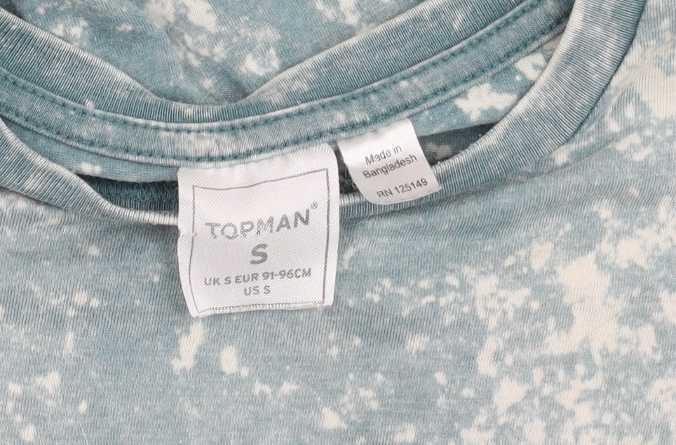 Topman Blue Graphic Print Crew Neck T-Shirt, Men's Small