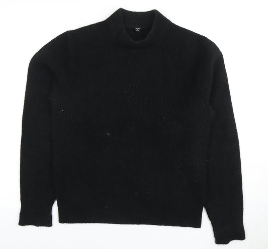 Uniqlo Men's Black XS Pullover Jumper, Mock Neck, Acrylic Blend